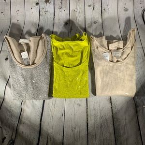 Loft Sleeveless Sequined Tops Lot of 3